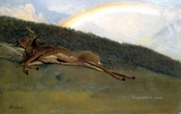 倒れた鹿にかかる虹 ルミニズム アルバート・ビアシュタット Oil Paintings